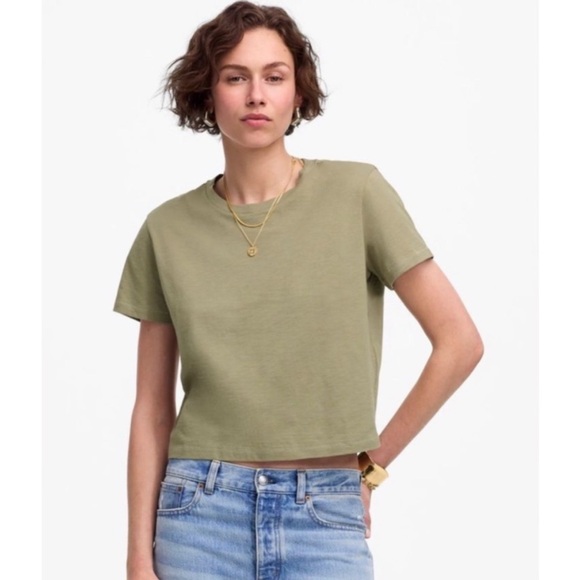 Madewell Tops - Madewell • NWT • Boxy Softcrop Tee in Sage Green
